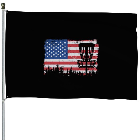 American Flag Disc Golf 4th Of July Vintage Funny House Flags