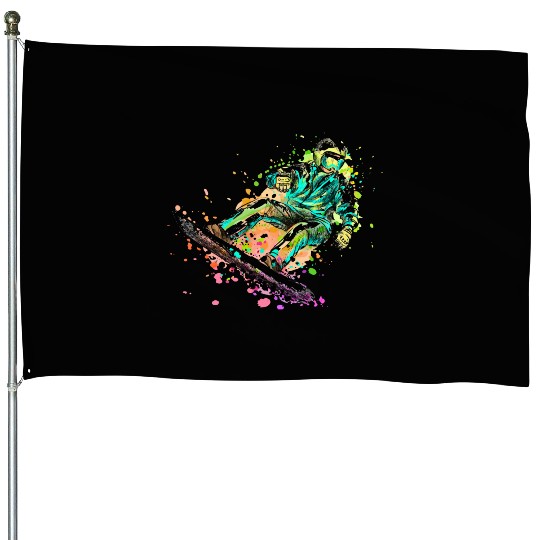 Snowboard Snowboarding Snowboarder House Flags