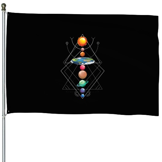 Solar System Flat Earth I Love My Planet Space House Flags