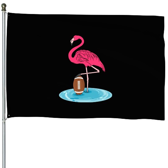 Flamingo Playing American Football House Flags