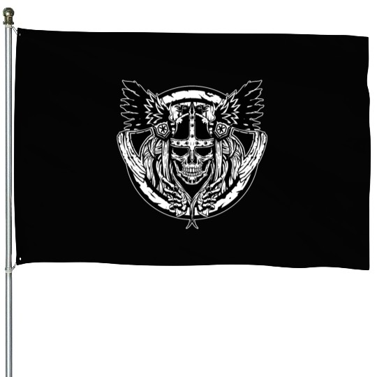 Skull Raven Nordic Axt Odin Thor Norse Viking House Flags