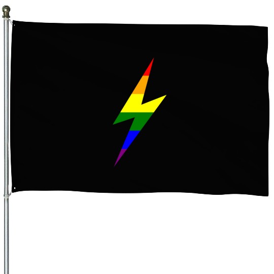 Rainbow Lightning Bolt House Flags