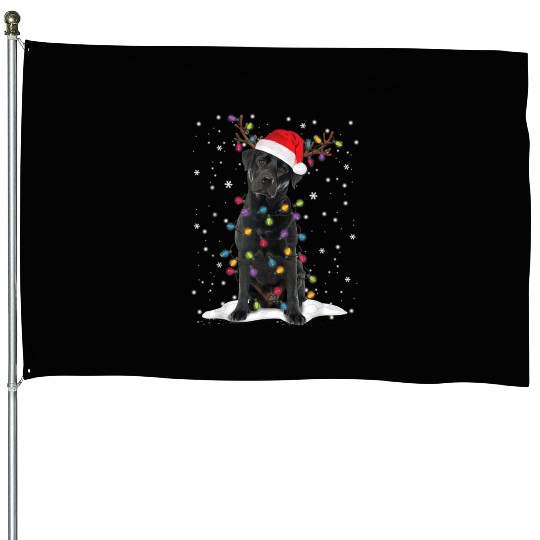 Black Lab Labrador Christmas Tree Light Pajama Dog House Flags