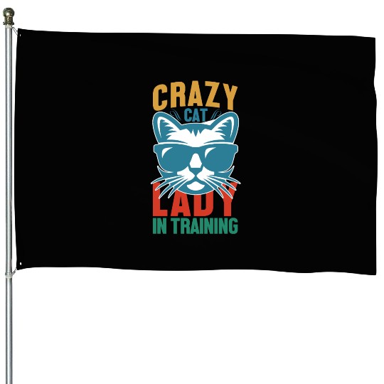 Crazy cat lady House Flags