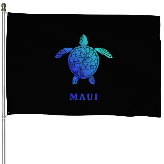 Maui Hawaii Tribal Turtle Flower Ocean Beach Sea House Flags