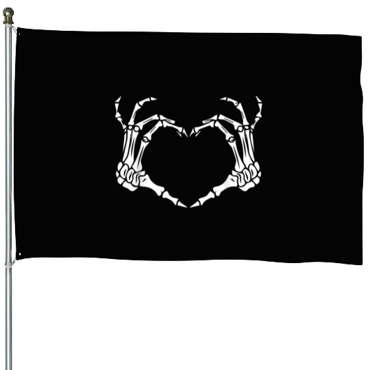 Skeleton Hand Heart Sign Bones Costume Funny House Flags