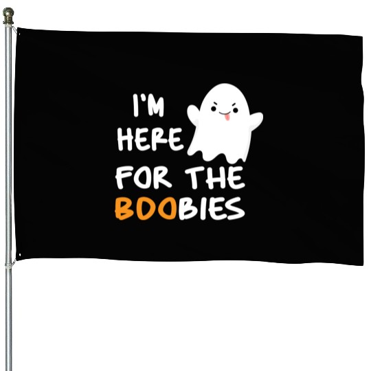 I'm Here For the Boobies Funny Baby Halloween House Flags