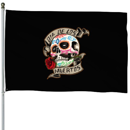 Dia de los muertos Calavera Day Of The Dead House Flags