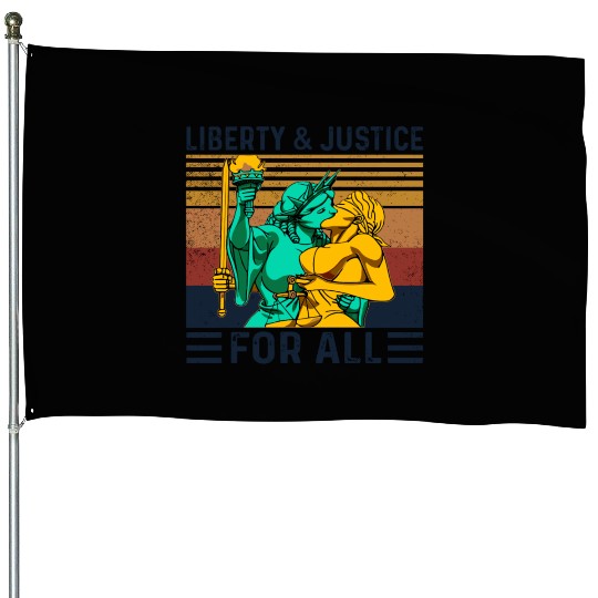 Liberty Justice For All Lesbian Lgbt Pride House Flags