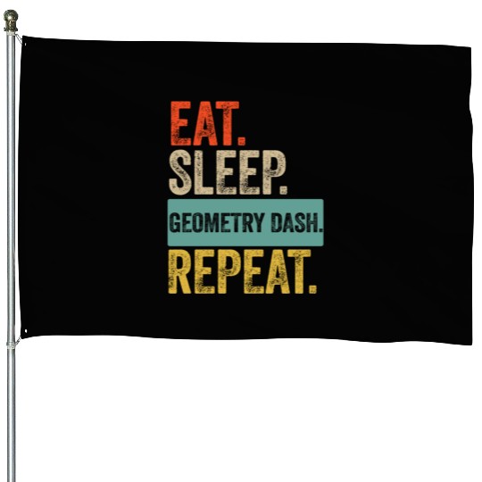 Eat sleep geometry dash repeat retro vintage House Flags