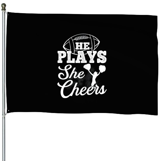 Cheer Mom Football Son House Flags