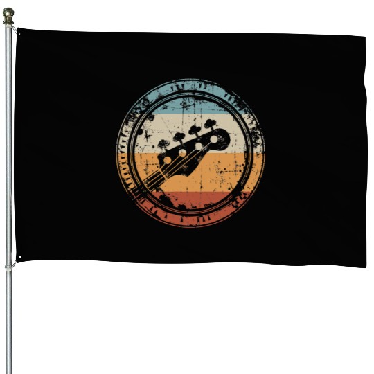 Vintage Bass Guitar Headstock House Flags