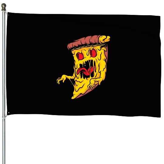 Scary Pizza Pizza scary horror cool graphic design House Flags