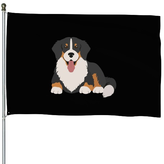 Bernese Mountain Dog Face House Flags
