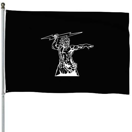 Greek mythology Zeus lightning bolt silhouette House Flags