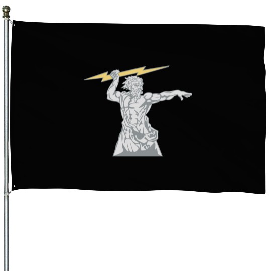 Greek mythology Zeus lightning bolt silhouette House Flags