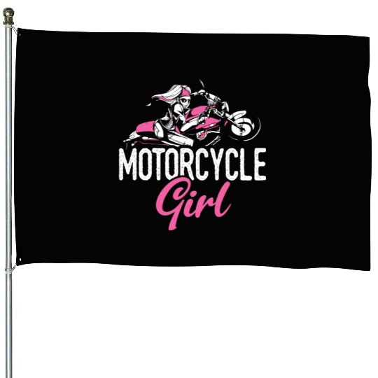 Motorcycle Girl Bike Motor Motorcycle House Flags