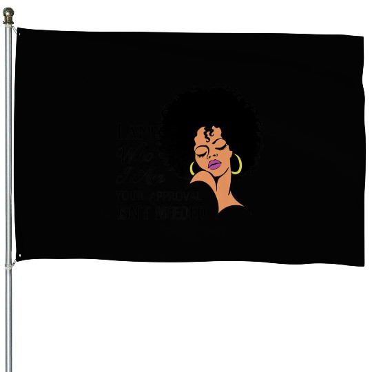 Black Queen Lady Curly Natural African American House Flags