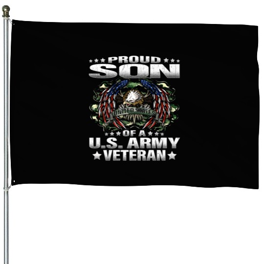 Proud Son Of A US Army Veteran Military House Flags