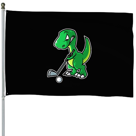 Tyrannosaurus Golf Player Golfer Golfing Funny House Flags
