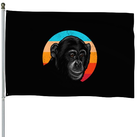 Vintage Chimpanzee Face Gorilla Monkey Lover House Flags