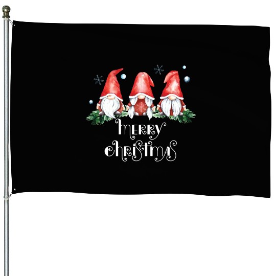 Three Nordic Gnomes Winter GNOMIES MERRY CHRISTMAS House Flags