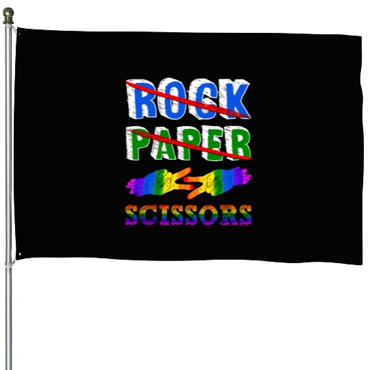 Rock Paper Scissors Lesbian Couple LGBTQ Pride Mon House Flags