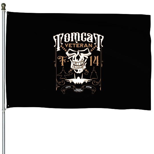 F-14 Tomcat Veteran Aviation Skull 1970 to 2006 House Flags