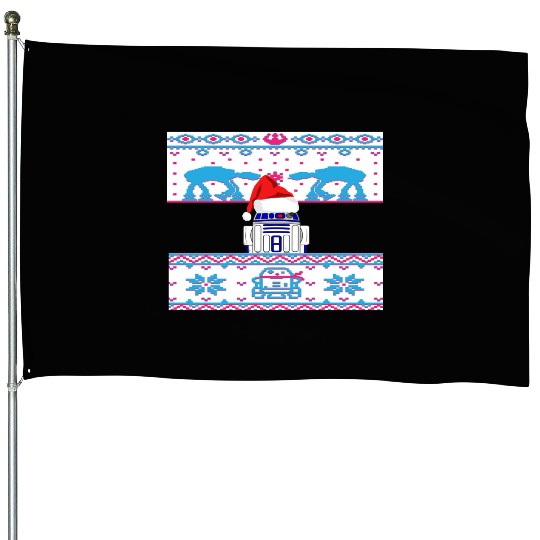 R2D2 Ugly Christmas Sweater House Flags