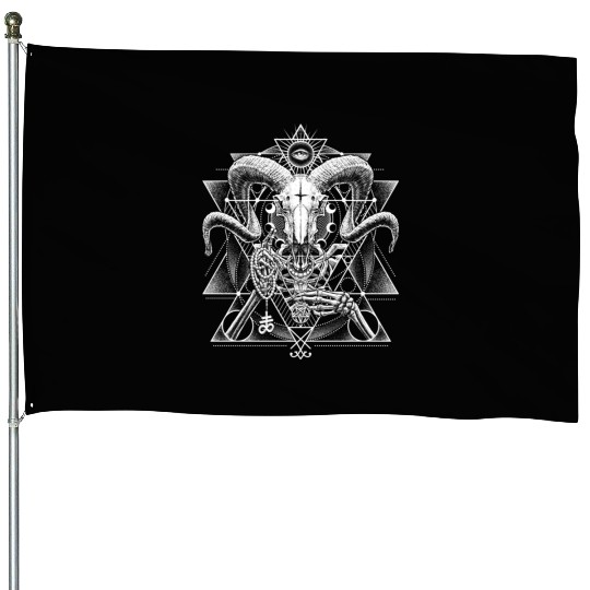 Skeletal Demonic Baphomet House Flags