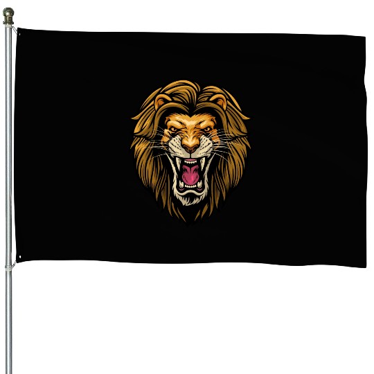angry lion head House Flags