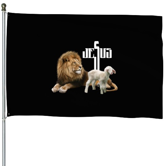 Jesus is Lion and Lamb House Flags