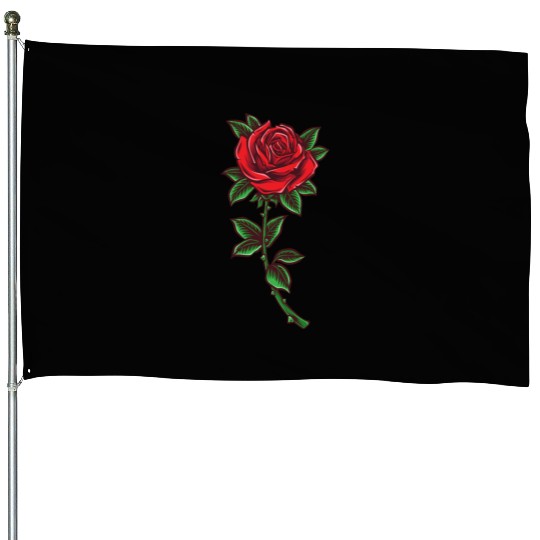 Red rose, Rose stem House Flags