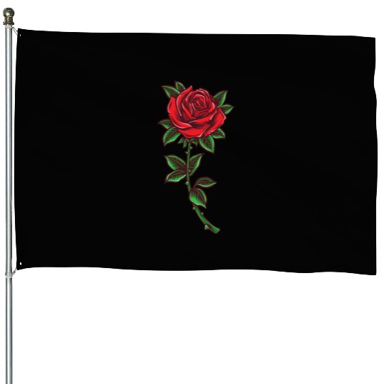 Red rose, Rose stem House Flags