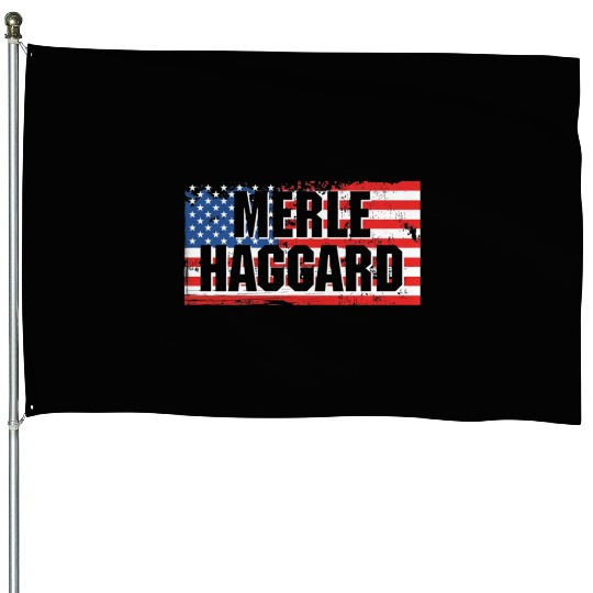 Vintage Graphic Merle Haggard On Flag House Flags