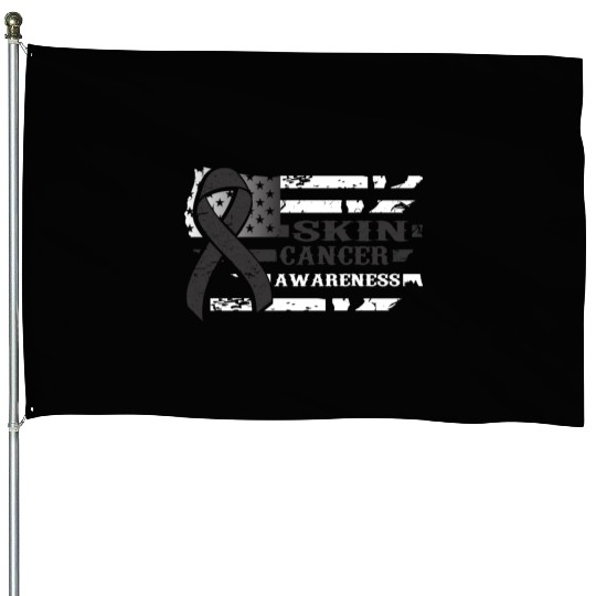 USA Flag SKIN Cancer Awareness House Flags