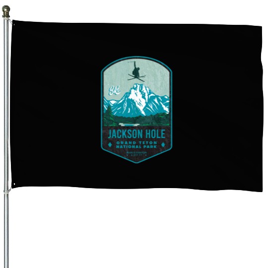 Jackson Hole Ski Badge House Flags