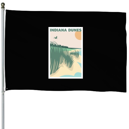 Grass Sunset Indiana Dunes Poster House Flags