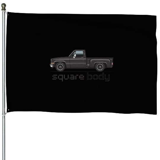 Square Body Black House Flags