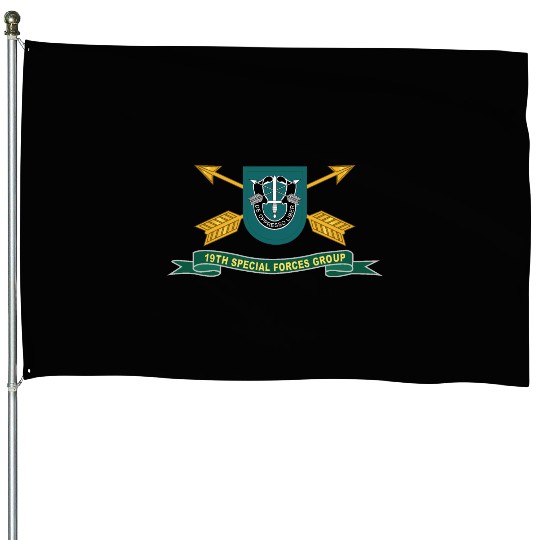 Army 19th Special Forces Group Flash w Br Ribbon House Flags