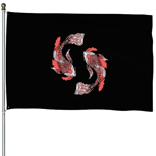 Koi Fish Swirly House Flags