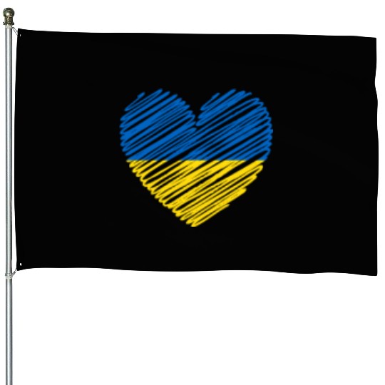 I Stand With Ukraine Ukrainian Heart Flag House Flags