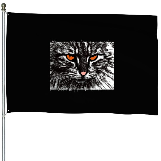funny cat face House Flags