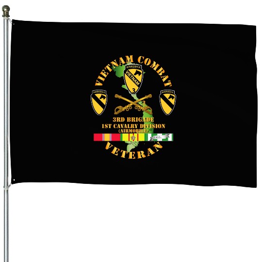 Army Vietnam Combat Cavalry Veteran w Support Brig House Flags