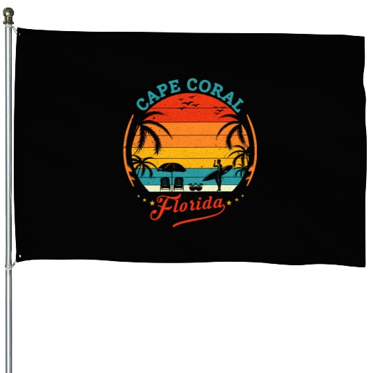 Cape Coral Est.1973 Vintage Florida summer Gift House Flags