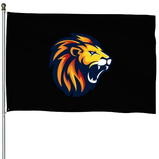 angry lion face House Flags