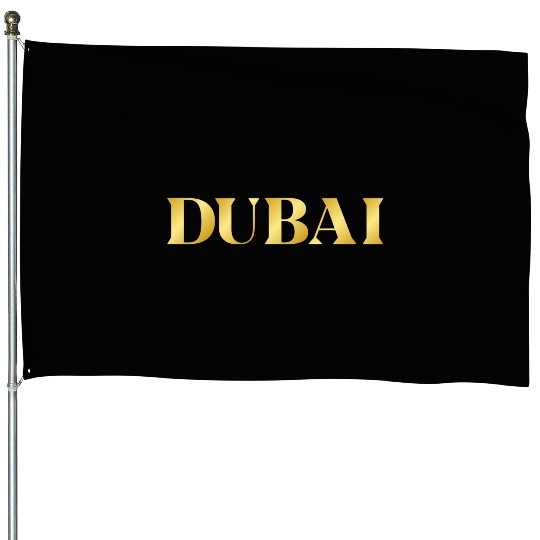 Modern Gold Glam Dubai City Typography House Flags
