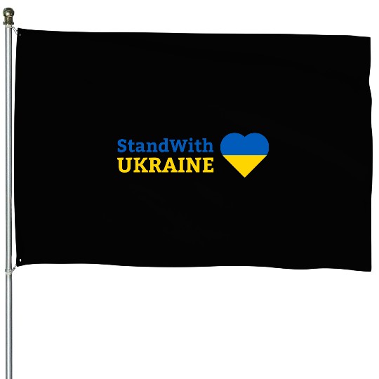 Stand with Ukraine with Heart Support & Solidarity House Flags
