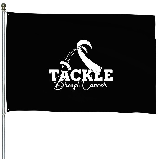 Tackle Breast Cancer Awareness Pink Ribbon House Flags