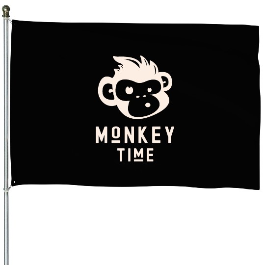 It's Monkey Time Cute Funny Monkey Face House Flags